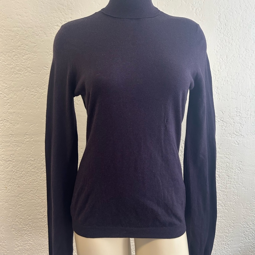 RED Valentino dark purple back flower cashmere/silk Turtleneck sz M ? As is